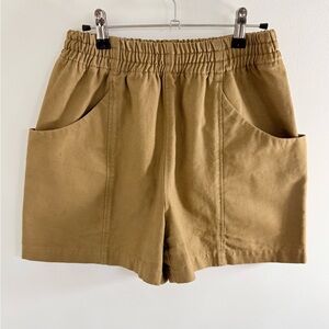 Elizabeth Suzann High-Waist Khaki Elastic Shorts